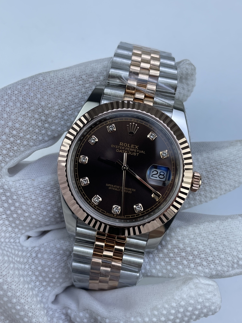 (준비완료/특급배송)NO.3208/롤렉스 데이저스트 126331 41미리 로즈골드 콤비 초코다이얼 다이아몬드 인덱스 QP공장